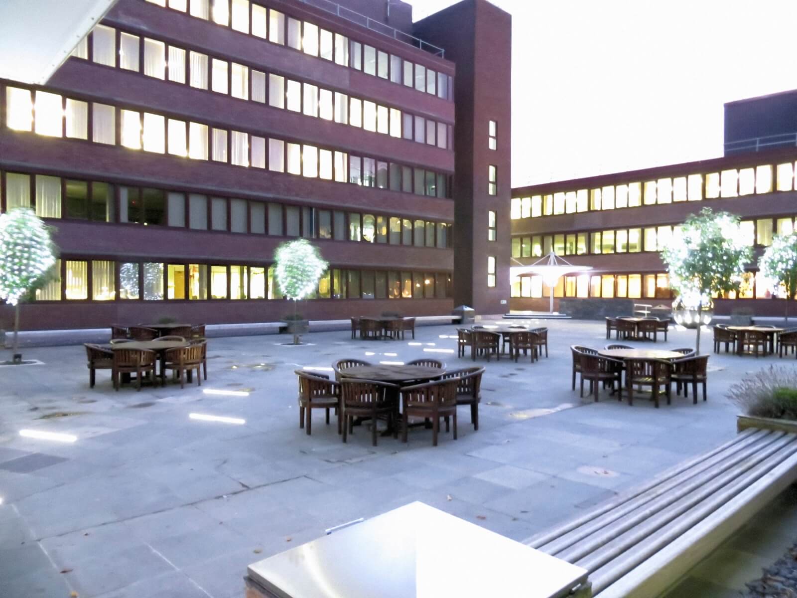 office court yard with furniture