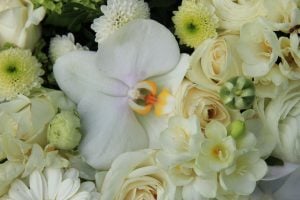 Mixed white wedding flowers