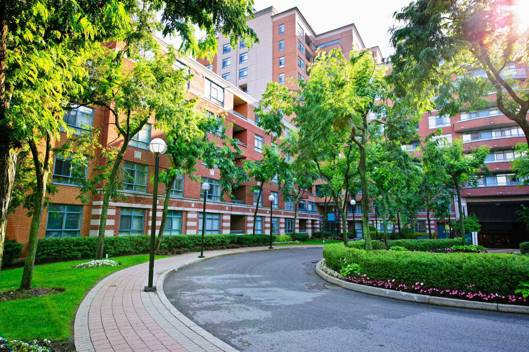 Condo building and driveway