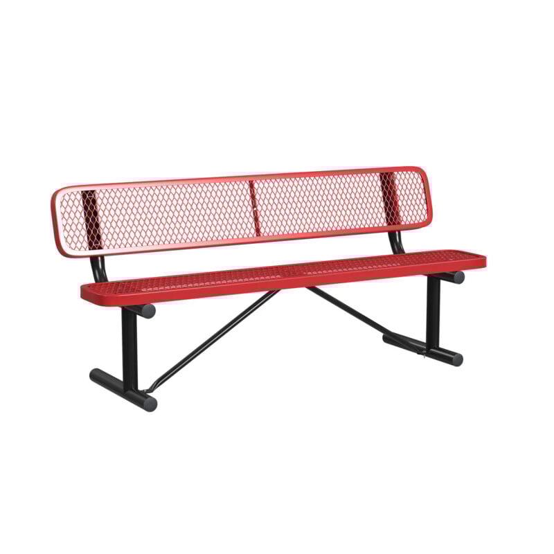 6ft Expanded Metal Bench With Back - Image 2