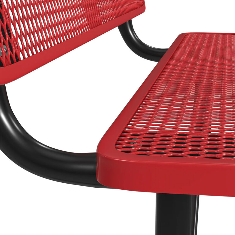 6ft Expanded Metal Bench With Back - Image 3